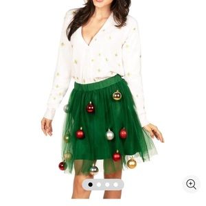 Tipsy Elves women tree skirt and cardigan sweater sz med. like new condition